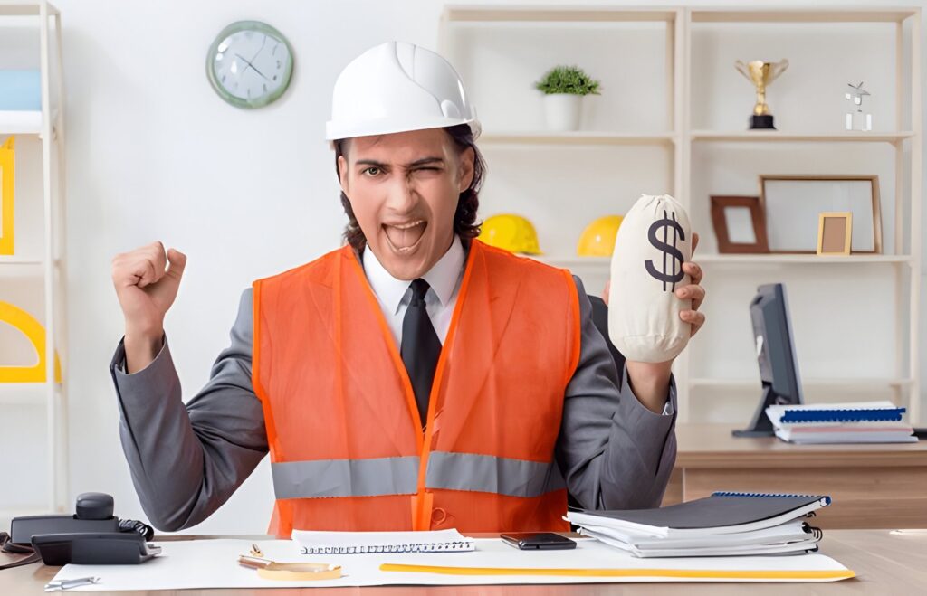  Construction project manager analyzing construction plans on-site, highlighting the role's impact on project success and salary expectations. The image illustrates the responsibilities that influence construction project manager salary.